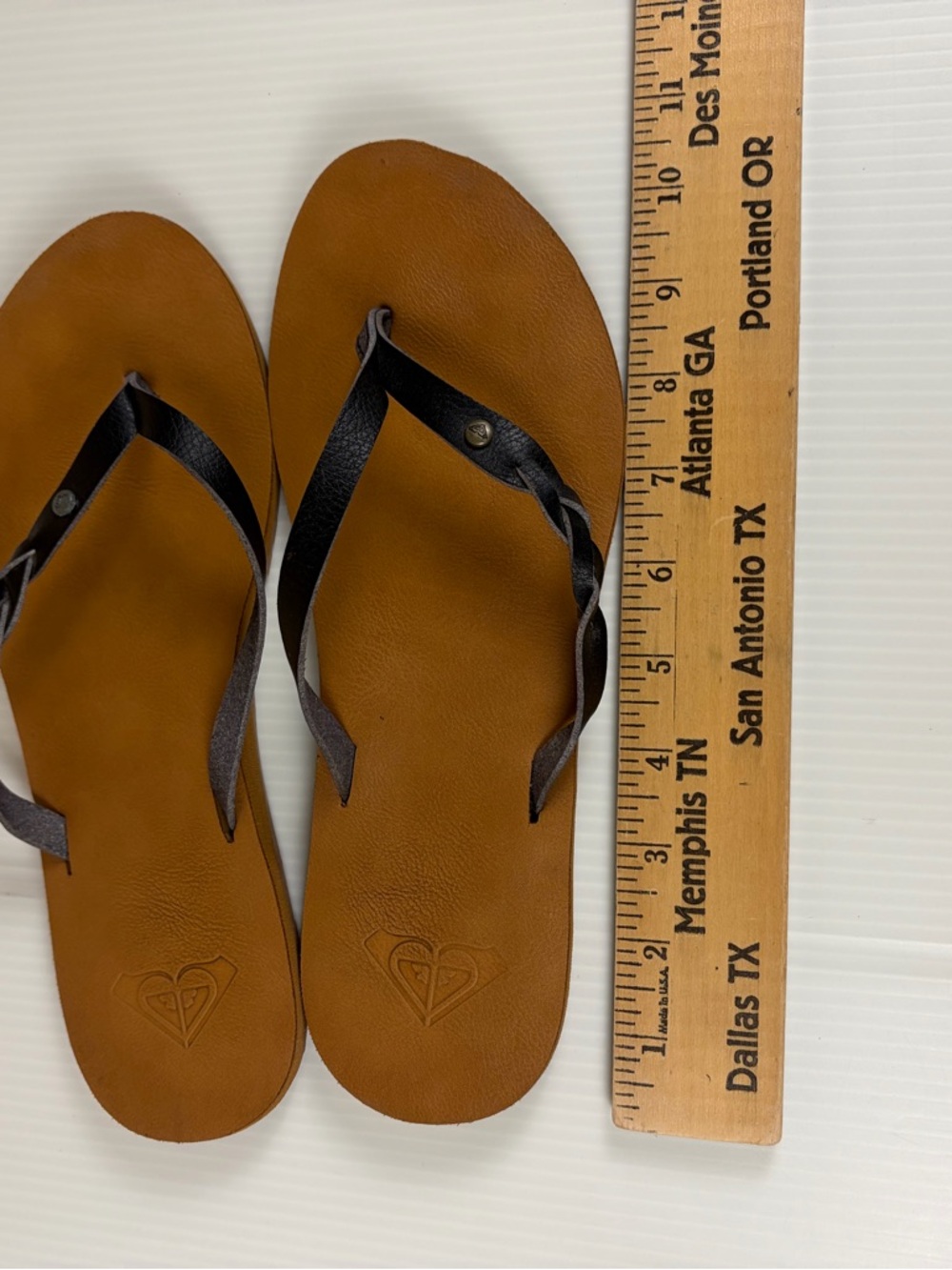 Roxy Braided Leather Flip Flop Sandals Women’s Black Brown Casual Beach - Picture 3 of 3
